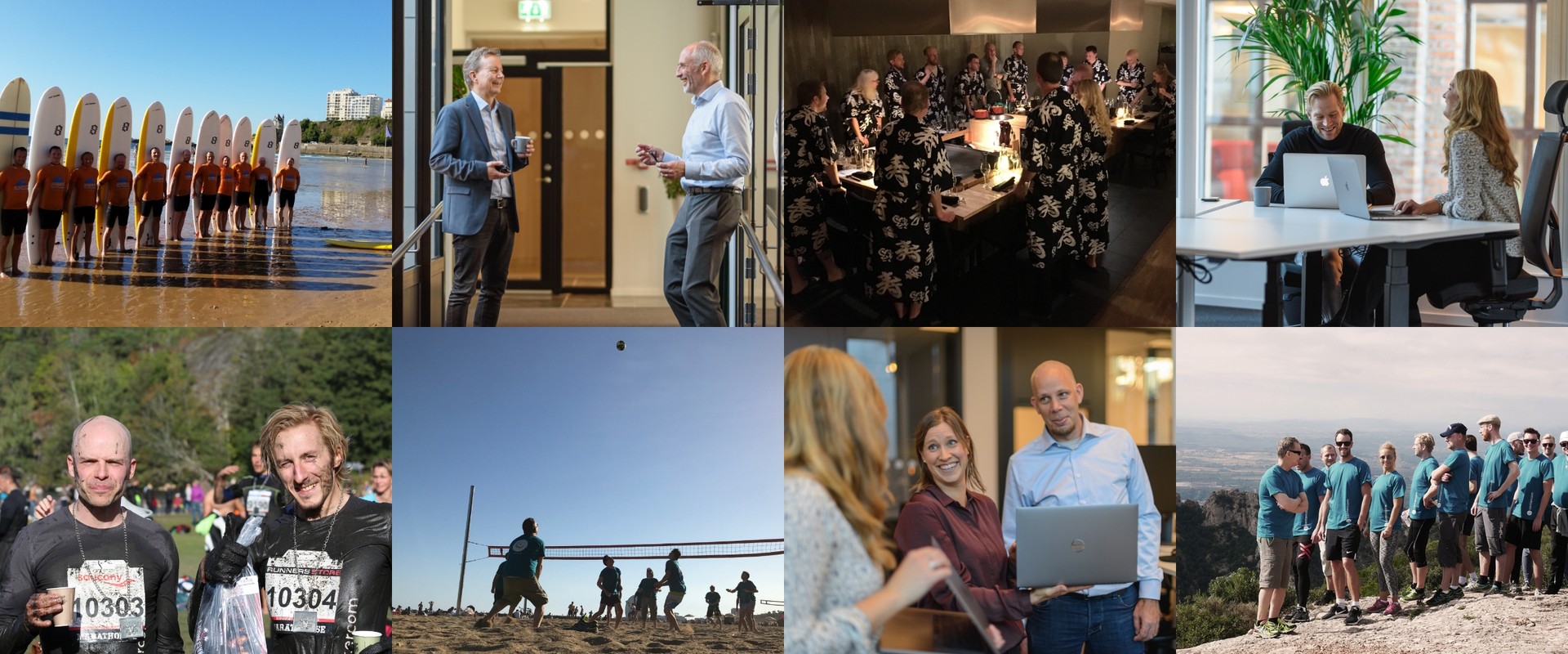 Ett kollage med Centercom-kollegor i olika aktiviteter